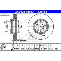 ATE 2X Bremsscheibe Vorne Ø314 Mm BelüFtet FüR Audi A4 Avant 8K5 B8 2.0 TDI