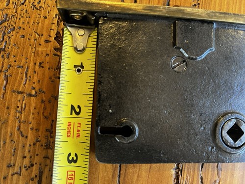 Vintage Antique Skillman Mortise Door Lock Brass Plate 7/8 x 5 1/2 RESTORED - Picture 6 of 9
