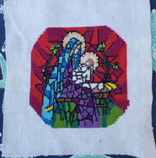 VINTAGE EUROPEAN HAND MADE   EMBROIDERY ICON  (UKRAINIAN HANGER)