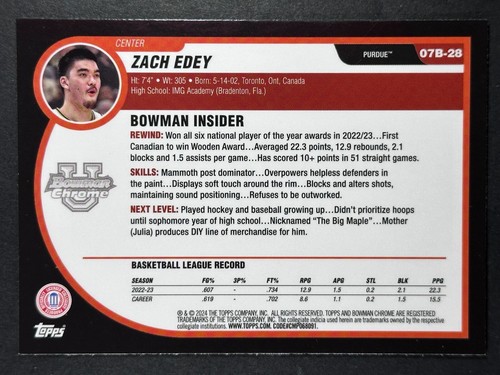 2023-24 Bowman University Chrome Basketball 2007-08 Bowman - Pick A Card - Picture 70 of 72