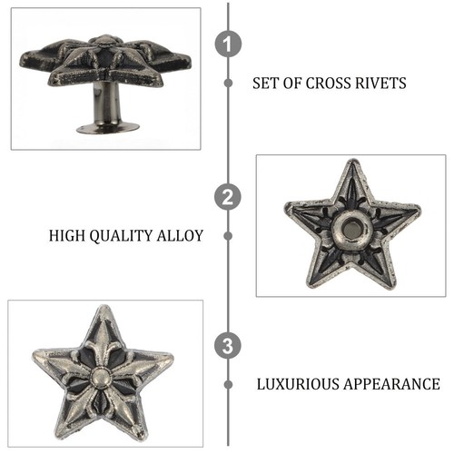 10pcs Metal Rivet Buttons Star Rivet Leather Stud Rivets Decorative - Picture 5 of 12