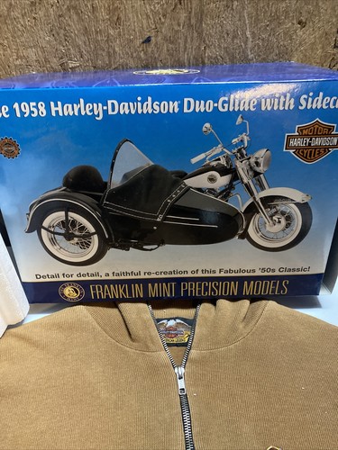 Franklin Mint 1/10 Diecast 1958 Harley Davidson Duo-Glide w/ Sidecar Limited Edi - Picture 10 of 12