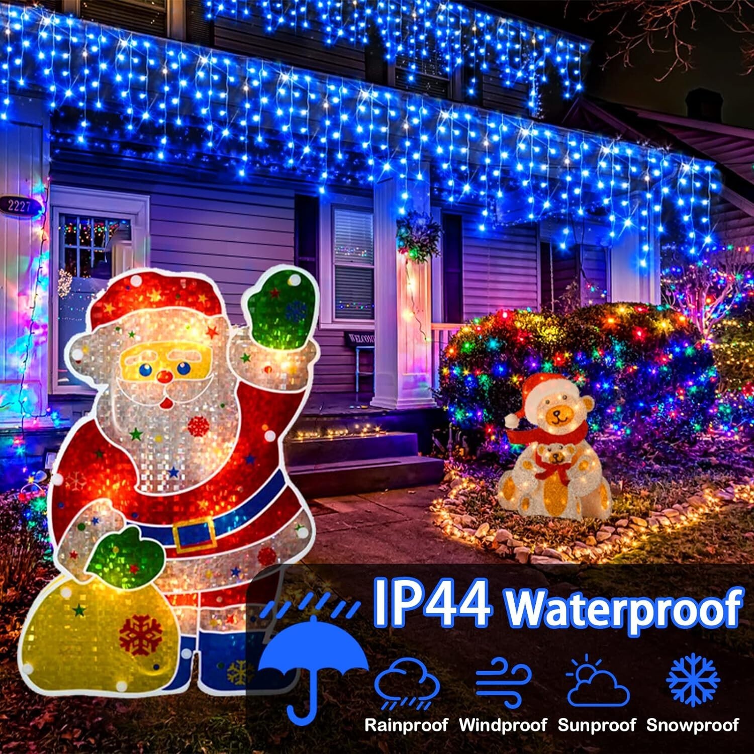 Outdoor Christmas Lights 400 LED 32.8 FT Blue Fairy String Curtain Lights eBay