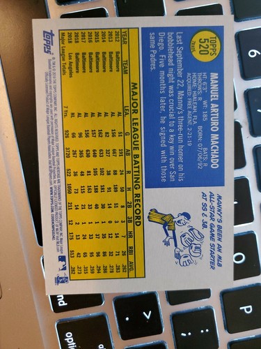 2019 TOPPS HERITAGE HIGH NUMBERS MANNY MACHADO TRADE VARIATION CARD 520 - Picture 2 of 2