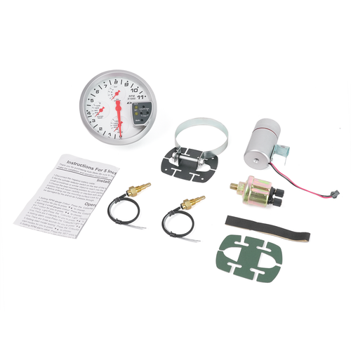 5'' 4IN1 49 COLOR TACHOMETER METER W/SHIFT LIGHT WATER OIL TEMP OIL PRESS GAUGE - Picture 13 of 13