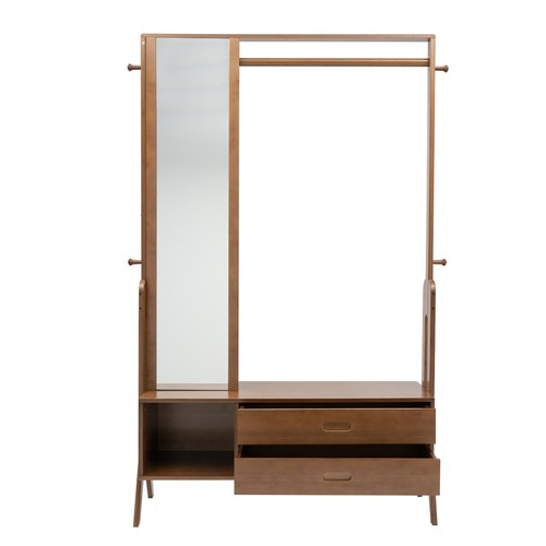 Wooden Garment Rack Freestanding Bamboo Closet Organizers and Storage Drawers - Picture 20 of 24