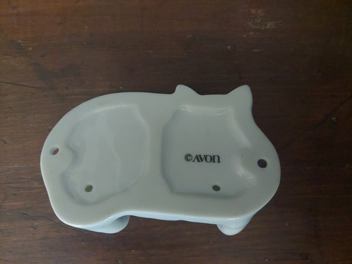 Gancho de pared familiar de cerámica gato vintage Avon 5 1/2"" X 3 1/2"" blanco - Imagen 4 de 4