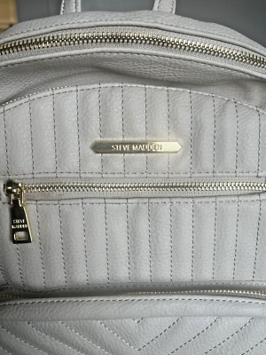 Steve Madden quilted faux leather backpack and wallet Steve Madden Quilted Chevron Buckled Faux Leather Backpack  main image 2