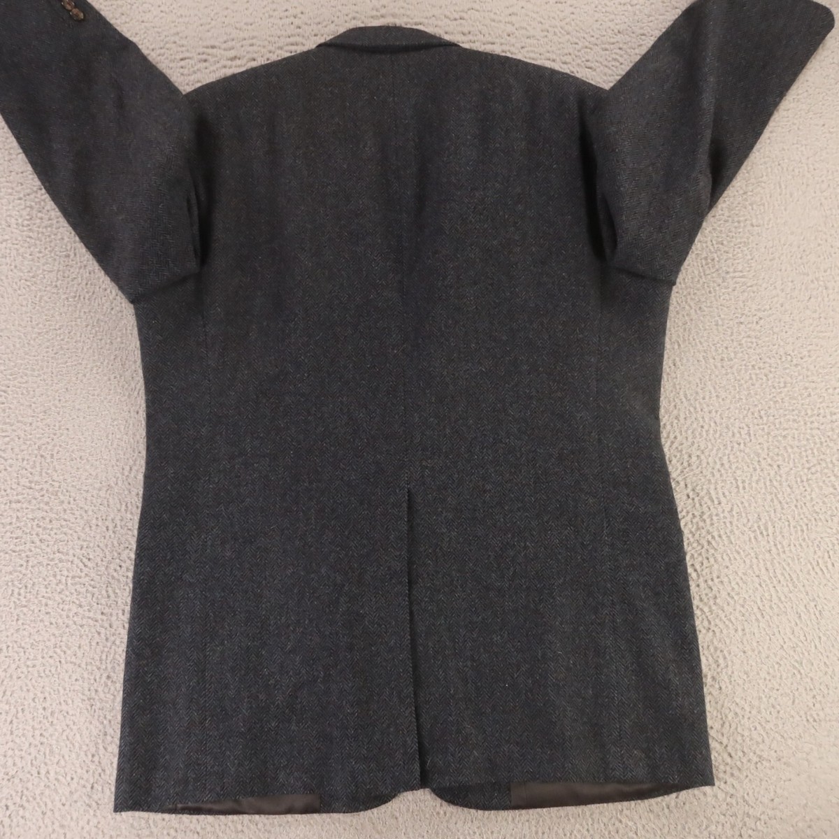 VTG Tweed Jacket L LT Blue Herringbone Marled 100% Wool