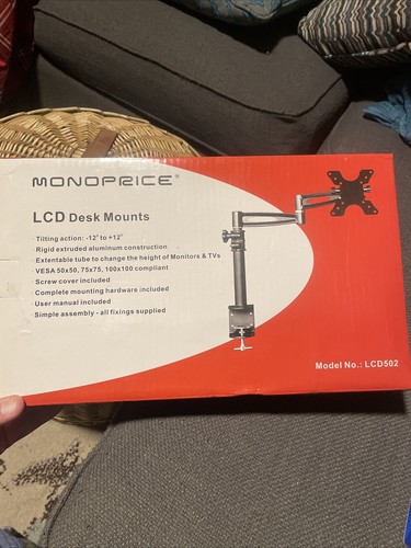 MONOPRICE 5402 LCD Desk Mount Monitor Arm, Black - Box Open, Components Sealed - Picture 3 of 7