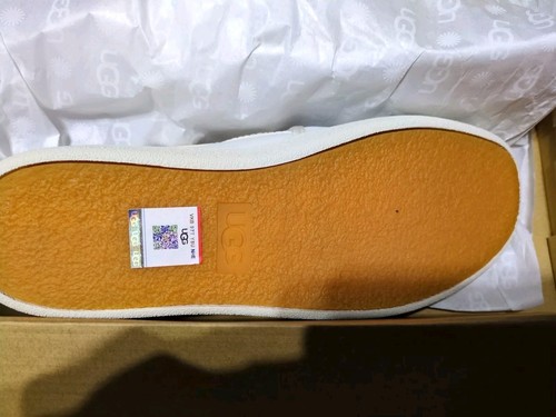 Womens UGG Cas Full Leather Slip-On Shoe Flats White W Chestnut Trim Sz 9.5 - Picture 8 of 8