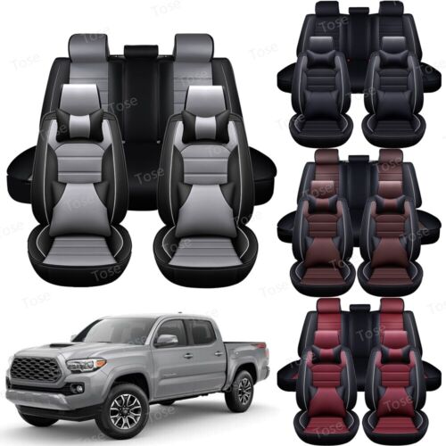 For Toyota Tacoma Car Seat Cover Full Set Leather 5Seats Front Rear Protector
