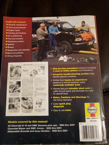 Haynes Repair Manual Chevrolet S10 1994-2004 Blazer Envoy Jimmy Bravada  - Bild 2 von 3