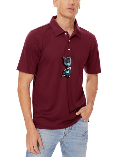 Men's Casual Polo Shirts Short Sleeve Quick Drying Outdoor Golf Sport Work Tops - Picture 122 of 126