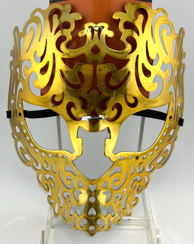 Gold Filigree Face Mask, Halloween, Mardi Gras, Costume Party, Venician, Plastic - Picture 4 of 5