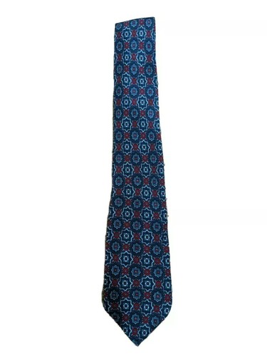Corbata de Seda CHRISTIAN DIOR Geométrica Estrella de Seis Puntas Floral Hecha en Inglaterra - Imagen 5 de 8