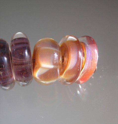 7 Ethereal Melon Purple Pink Boro Lampwork Beads - Picture 2 of 5