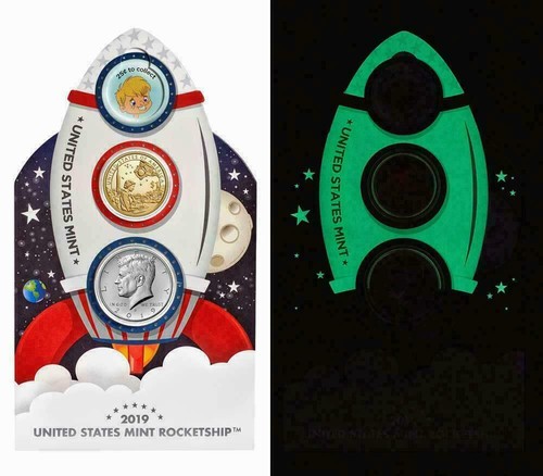 2019 ROCKETSHIP 2 MÜNZSET OGP KENNEDY & NATIVE AMERICAN SPASS SET - Bild 2 von 4