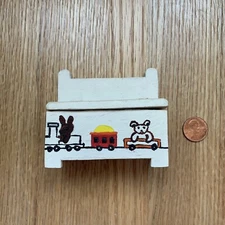 Vintage Artisan Dollhouse Miniature Toy Chest Wooden Trunk Trains Painted OOAK