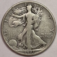 Key Date About Uncirculated Detail 1921-s Walking Liberty Silver Half Dollar