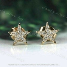 1.50Ct Lab Created Diamond Star Shape Stud Earrings 14K Yellow Gold Finish