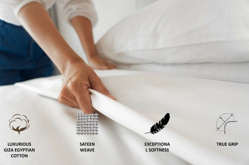 100% Giza Egyptian My Cotton Split Head Flex Top Sheet Set Half Split 10" Pocket - Picture 11 of 42