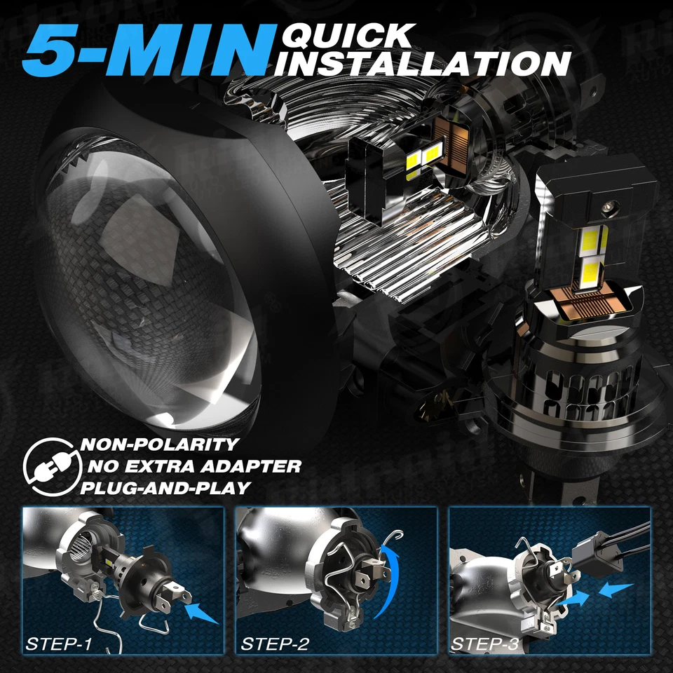 Bombilla delantera LED de haz alto/bajo para motocicleta H4 faros súper brillantes 6500K Foto 3 de 4