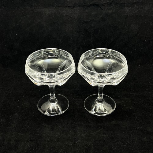 Gorham Crystal Sonja Champagne Sherbet Glass Clear Cut Panels 5in 2Pc Set - Picture 3 of 13