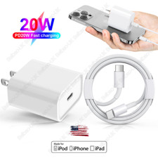 Bulk Lot 20W USB C Type C Adapter PD Fast Charger Cable For iPhone 14/13/12/11/8