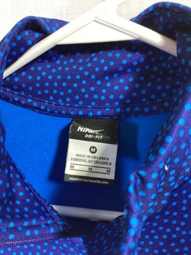 Nike Pro Dri-Fit Blue Dots Women’s Medium Long Sleeve Poly Blend Activewear Run - Picture 3 of 4