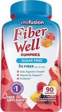 VitaFusion Fiber Well Sugar Free Fiber Supplement,Peach,Strawberry,Berry, 90CT