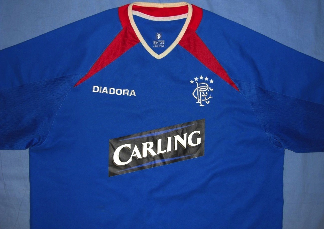 GLASGOW RANGERS 2003/05 HOME (2XL) SCOTLAND SH/SLEEVE DIADORA BLUE SOCCER SHIRT Beperkte VERKOOP, goedkoop