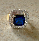 VINTAGE SIGNED CHINA BLUE SAPPHIRE SZ. 6.5 DINNER RING — photo 3