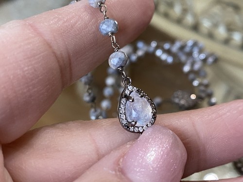 Rarities Carol Brodie Sterling Silver Platinum Colored Sapphire 40" Necklace - Picture 12 of 12