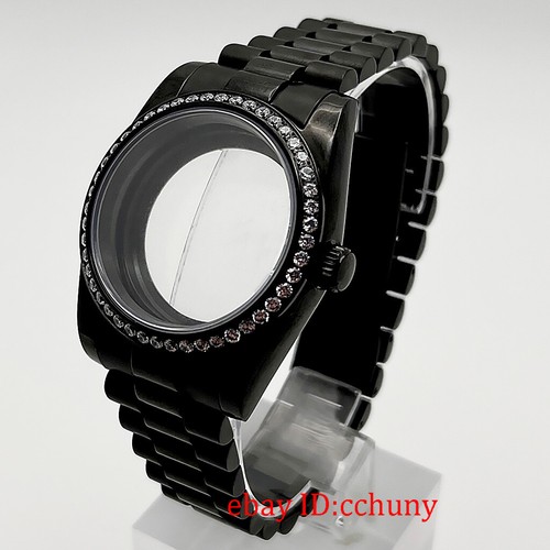 36mm/39mm Caja Reloj Negro Cristal Zafiro Ajuste NH35 Miyota 8215 ETA 2824 Movimiento - Imagen 11 de 13