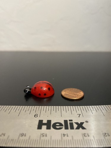 Hand Blown Glass Figurine Collectibles Handmade Miniature Ladybug Lady Bug Red X - Picture 2 of 4