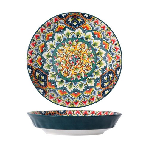 Dinner Plates Salad Dish Flower Pattern Bohemians Colorful MealDish Household - Picture 13 of 13