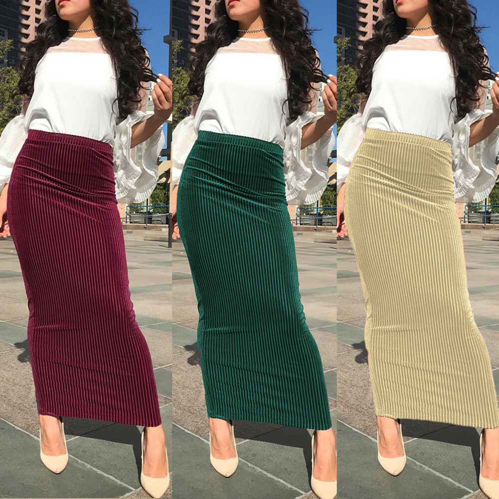 Muslim Women Long Skirts Bodycon Slim 