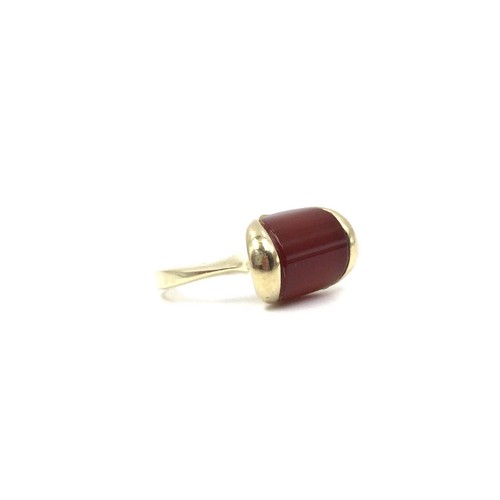 14kt Gelbgold Unikat Ring Karneol handgemachter 585 Gold Schmuck Kuppel RG: 55 - Picture 6 of 16