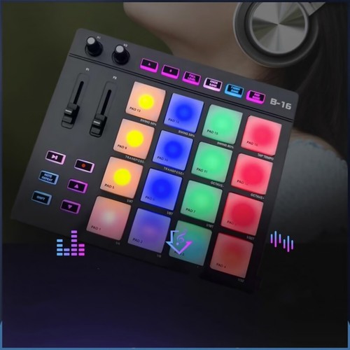 Protable USB MIDI Controller Beat Maker 16 Beat Pads 2 Fader Knobs Drum Machine - Picture 4 of 14