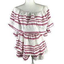 ASOS Striped Off the Shoulder Tiered Romper