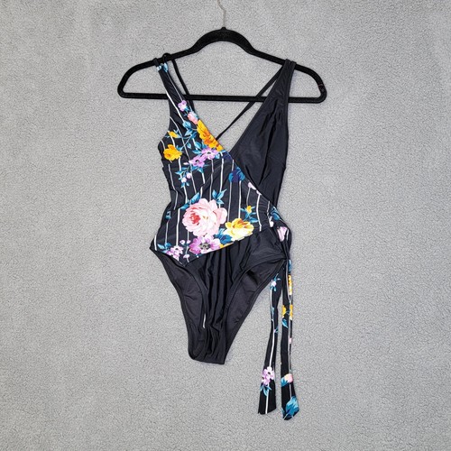 Cupshe Women S Black Floral One Piece Swimsuit Wrap Tie Side Bathing Suit Swim - Imagen 4 de 18