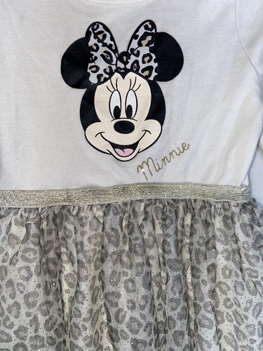 Disney Girls White Gold Minnie Mouse Dress- Minnie Mouse Tulle Tutu Dress- Sz 6 - Picture 2 of 7