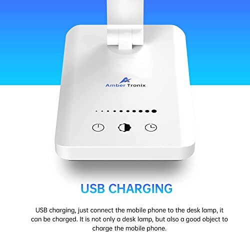 LED Desk Lamp with USB Charging Port, Dimmable Eye-Caring Reading Desk Modern - Picture 4 of 7