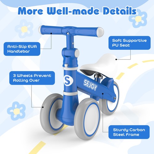 SEJOY Baby Balance Bike 1 Year Old Toddler No Pedal Infant Bicycle Ride On Toys - Picture 53 of 57