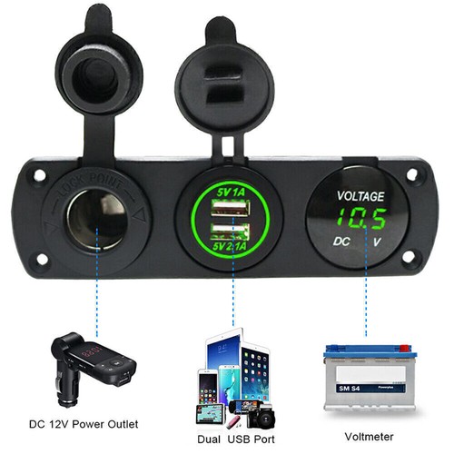 3/4 in 1 Panel Dual USB Socket Charger LED Voltmeter 12V Power Outlet Car Boat - 第 27/41 張圖片
