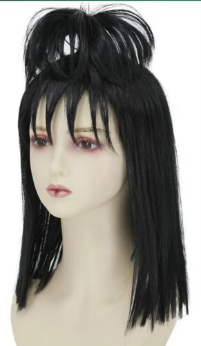 Black Lydia for Lydia Deetz Costume Women Girls Cute Black Wigs with Bun for ... - Picture 3 of 4