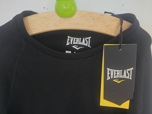 Top da palestra EVERLAST donna 36 UK 8 nero croped nuovo con etichetta manica lunga - Foto 3 di 7
