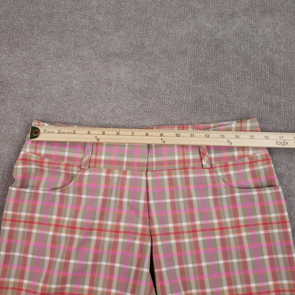 Pantalones Cortos Adidas Bermudas Para Mujer 4 Rosa Beige A Cuadros Bolsillos Largos Ligeros Foto 4 de 4