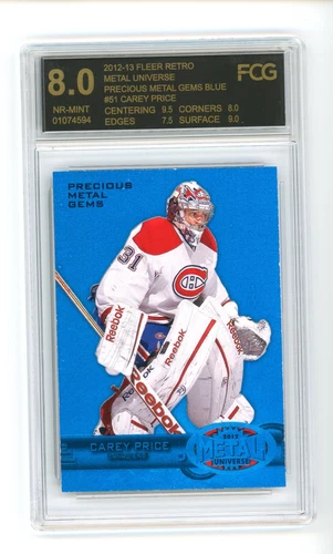 2012-13 FLEER RETRO METAL UNIVERSE PRECIOUS METAL GEMS BLUE /50 CAREY PRICE FCG8
